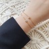 Picture of Eco-friendly Exquisite Stylish 18K Real Gold Plated 304 Stainless Steel & Cubic Zirconia Link Chain Round Charm Bracelets For Women