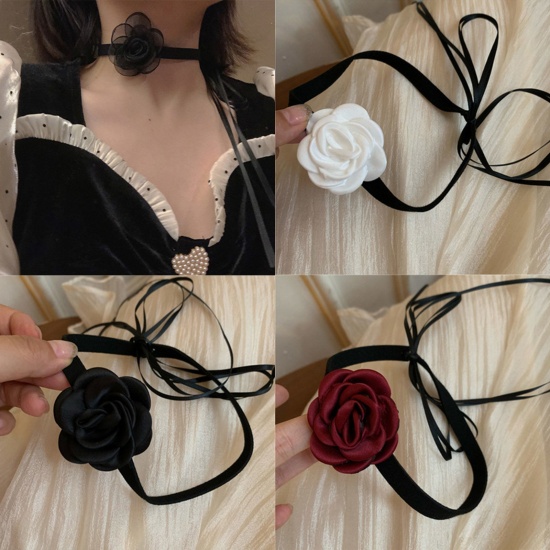 Picture of Gauze Japanese Style Choker Necklace Multicolor Flower