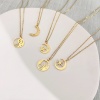 Picture of 304 Stainless Steel Galaxy Necklace Gold Plated Star Sun & Moon Hollow 40cm(15 6/8") long