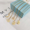 Picture of 304 Stainless Steel Galaxy Necklace Gold Plated Star Sun & Moon Hollow 40cm(15 6/8") long