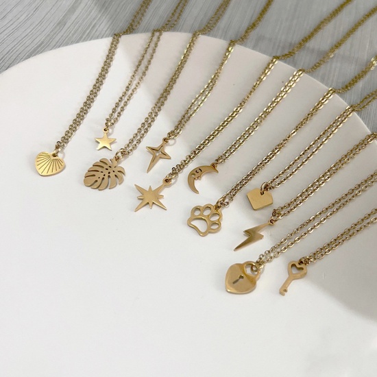 Imagen de 304 Acero Inoxidable Elegante Collares Chapado en Oro Hueco 40cm longitud, 1 Unidad