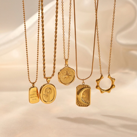Immagine di Ecologico Retrò Elegante 18K Oro riempito 304 Acciaio Inossidabile Cavo Catena Geometrica Stella Collana con Ciondolo Per Donne 1 Pz