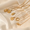 Bild von Umweltfreundlich Retro Stilvoll 18K Vergoldet 304 Edelstahl Gliederkette Kette Geometrie Stern Anhänger Halskette Für Frauen 1 Strang