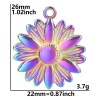 Picture of 304 Stainless Steel Charms Multicolor Sunflower 26mm x 22mm
