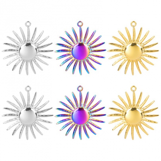 Picture of 304 Stainless Steel Charms Multicolor Sun 28mm x 26mm