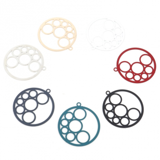 Picture of Iron Based Alloy Charms Multicolor Round Painted 27mm x 25mm