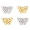 Picture of Copper Insect Charms Butterfly Animal Real Gold Plated Micro Pave Multicolour Cubic Zirconia 22.5mm x 15mm
