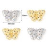 Picture of Copper Insect Charms Butterfly Animal Real Gold Plated Micro Pave Multicolour Cubic Zirconia 22.5mm x 15mm