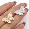 Picture of Copper Insect Charms Butterfly Animal Real Gold Plated Micro Pave Multicolour Cubic Zirconia 22.5mm x 15mm