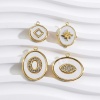 Picture of 304 Stainless Steel & Shell Charms Gold Plated Clear Rhinestone