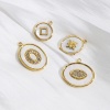Picture of 304 Stainless Steel & Shell Charms Gold Plated Clear Rhinestone