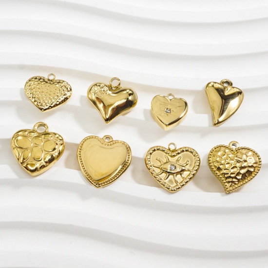 Picture of 304 Stainless Steel Charms Gold Plated Heart