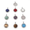 Bild von Halbedelstein Charms Rund Silberfarbe 30mm x 21.5mm, 1 Stück