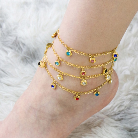 Picture of 304 Stainless Steel Ins Style Anklet Gold Plated 22cm(8 5/8") long