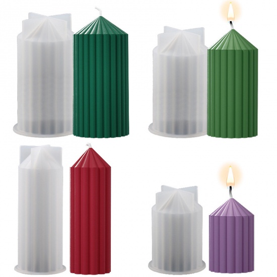 Picture of Silicone Resin Mold For Home Decoration DIY Making Cylinder Candle White 