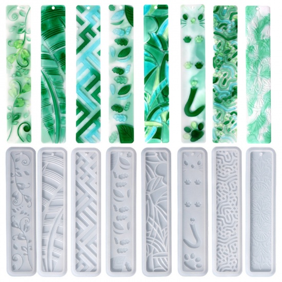 Picture of Silicone Resin Mold For Jewelry Making Bookmark White 15cm x 3.5cm