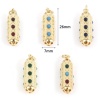 Picture of Copper Charms Gold Plated Hexagonal Prism Micro Pave Multicolour Cubic Zirconia 26mm x 7mm