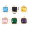 Imagen de Cobre + Vidrio Colgantes Charms Chapado en Oro Multicolor Cuadrado 18mm x 12mm, 1 Unidad