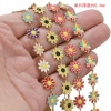Immagine di 304 Acciaio Inossidabile Catena a Maglia Fatta a Mano Fiore Oro Placcato Multicolore Smalto 10mm, 1 M