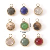 Bild von Charms aus 304 Edelstahl und Edelsteinen, vergoldet, mehrfarbig, rund, 14 mm x 10 mm