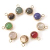 Bild von Charms aus 304 Edelstahl und Edelsteinen, vergoldet, mehrfarbig, rund, 14 mm x 10 mm
