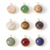 Bild von Charms aus 304 Edelstahl und Edelsteinen, vergoldet, mehrfarbig, rund, 18 mm x 14 mm
