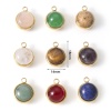 Bild von Charms aus 304 Edelstahl und Edelsteinen, vergoldet, mehrfarbig, rund, 18 mm x 14 mm