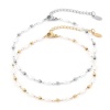 Bild von 304 Edelstahl Einfach Handgefertigte Gliederkette Fußketten Weiß Imitat Perle 22.5cm lang, 1 Strang