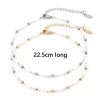 Bild von 304 Edelstahl Einfach Handgefertigte Gliederkette Fußketten Weiß Imitat Perle 22.5cm lang, 1 Strang