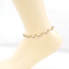 Bild von 304 Edelstahl Einfach Handgefertigte Gliederkette Fußketten Weiß Imitat Perle 22.5cm lang, 1 Strang