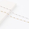 Bild von 304 Edelstahl Einfach Handgefertigte Gliederkette Fußketten Weiß Imitat Perle 22.5cm lang, 1 Strang
