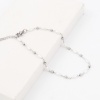 Bild von 304 Edelstahl Einfach Handgefertigte Gliederkette Fußketten Weiß Imitat Perle 22.5cm lang, 1 Strang