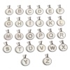 Picture of 304 Stainless Steel & Shell Charms Silver Tone White Round Initial Alphabet/ Capital Letter Message " A-Z " 24mm x 16mm