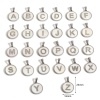 Picture of 304 Stainless Steel & Shell Charms Silver Tone White Round Initial Alphabet/ Capital Letter Message " A-Z " 24mm x 16mm