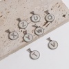 Picture of 304 Stainless Steel & Shell Charms Silver Tone White Round Initial Alphabet/ Capital Letter Message " A-Z " 24mm x 16mm