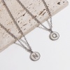 Picture of 304 Stainless Steel & Shell Charms Silver Tone White Round Initial Alphabet/ Capital Letter Message " A-Z " 24mm x 16mm