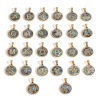 Immagine di 304 Acciaio Inossidabile & Conchiglia Charms Tondo Oro Placcato Multicolore Lettera Maiuscola Messaggio " A-Z " 24mm x 16mm, 1 Pz