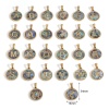 Immagine di 304 Acciaio Inossidabile & Conchiglia Charms Tondo Oro Placcato Multicolore Lettera Maiuscola Messaggio " A-Z " 24mm x 16mm, 1 Pz