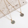 Immagine di 304 Acciaio Inossidabile & Conchiglia Charms Tondo Oro Placcato Multicolore Lettera Maiuscola Messaggio " A-Z " 24mm x 16mm, 1 Pz