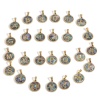 Immagine di 304 Acciaio Inossidabile & Conchiglia Charms Tondo Oro Placcato Multicolore Lettera Maiuscola Messaggio " A-Z " 24mm x 16mm, 1 Pz
