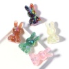 Picture of Acrylic Easter Day Beads Multicolor AB Rainbow Color Rabbit Animal About 3.4cm x 1.9cm