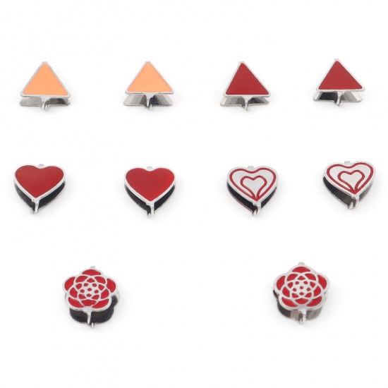 Immagine di 304 Acciaio Inossidabile Fermagli Per Ciondolo Pizzico Tono Argento Smalto 11mm x 10mm, 2 Pz