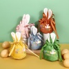 Bild von Veloursamt Ostertag Kordelzugtasche Bunt Hasen Ohren Osterei Message " Happy Easter Day " 13cm x 10cm, 2 Stück