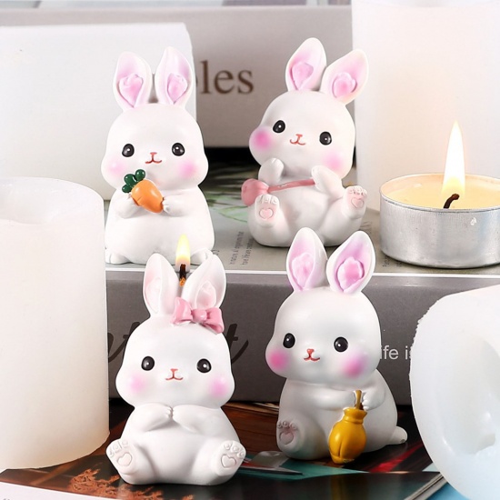 Picture of Silicone Easter Day Resin Mold For Candle Soap DIY Making Rabbit White