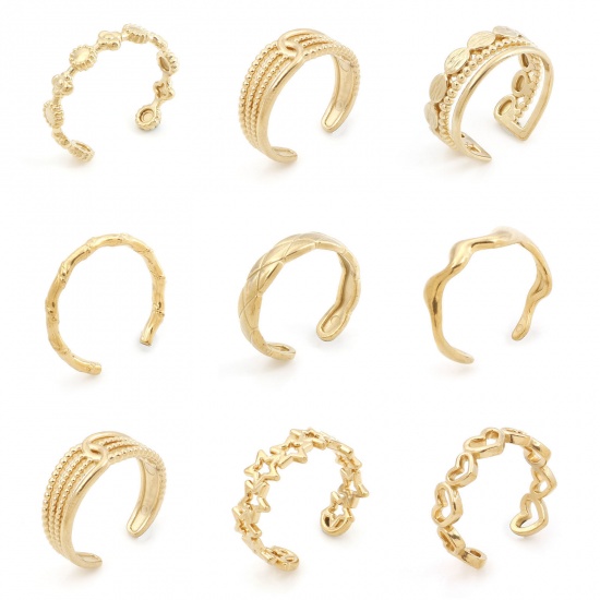 Immagine di 304 Acciaio Inossidabile Aperto Regolabile Anello Oro Placcato 1 Pz