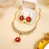 Bild von Königlicher Stil Schmuck Halskette Ohrringe Set Tropfen Quaste Bunt Zirkonia Imitat Perle 1 Set