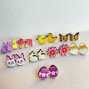 Picture of Wood Easter Day Ear Post Stud Earrings Multicolor Rabbit Animal 1.6cm