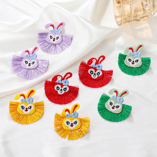 Picture of Cotton Cute Earrings Multicolor Rabbit Animal Fan