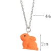 Immagine di Resina Pasqua Collana con Ciondolo Tono Argento Multicolore Coniglio Dipinto 1 Pz