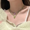 Bild von Acryl Böhmischer Stil Perlenkette Bunt Herz Emaille 40cm lang, 1 Strang